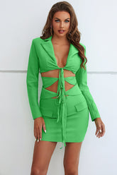 Elspeth Two Piece Blazer Sexy Bandage Dress - Green Ins Street